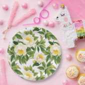 Gelbe und weiße Claire de Lune-Pioniere Pappteller (Party)