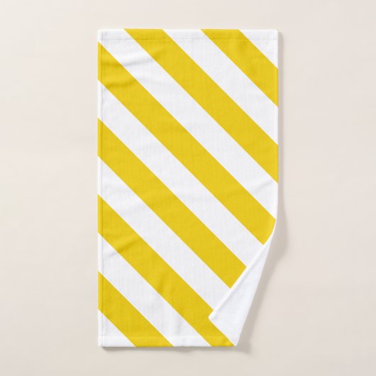 Gelbe und weiße diagonale Streifen Badhandtuch Set (Handtuch)
