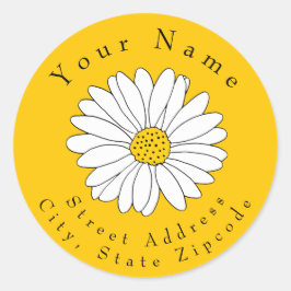 Gelbe und weiße Farbe auf gelbem Adressetikett Runder Aufkleber