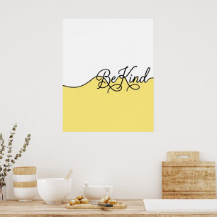 Gelbe und weiße freundliche kursive Wanddruck Poster