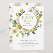 Gelbe und weiße Frühlingsblütendusche Einladung (Vorne/Hinten)