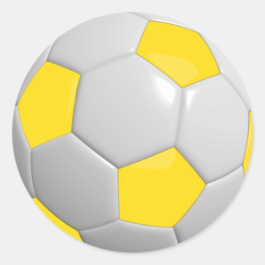 Gelbe und weiße Fußball Runder Aufkleber (Vorderseite)