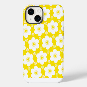 Gelbe und weiße Gänseblümchen und Punkte iPhone 14 Hülle