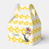 Gelbe und weiße Geburtstagskatze Geschenkschachtel (Rückseite)