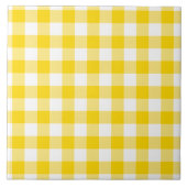 Gelbe und weiße Gingham-Karos Muster Fliese (Vorderseite)