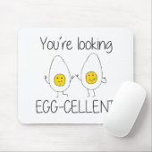 Gelbe und weiße handgezogene Eierschalen Mousepad (Mit Mouse)