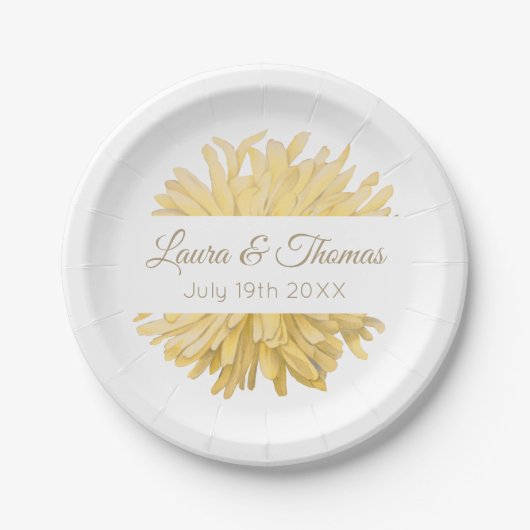Gelbe und weiße Hochzeit Pappteller (Vorderseite)