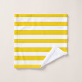 Gelbe und weiße horizontale Streifen Badhandtuch Set (Waschlappen)