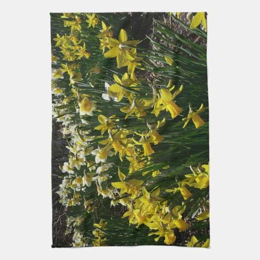 Gelbe und weiße Kleidung Frühlingsblumen Geschirrtuch (Vertikal)