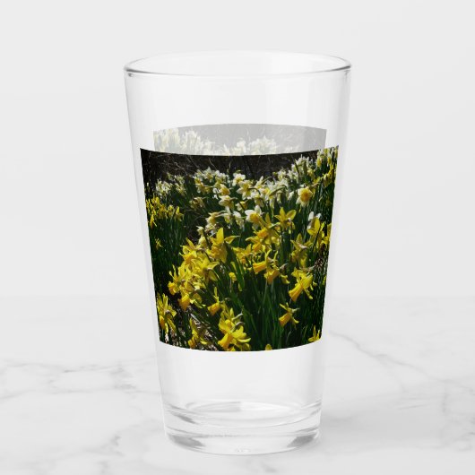Gelbe und weiße Kleidung Frühlingsblumen Glas (Vorderseite)
