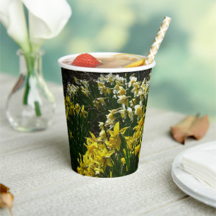 Gelbe und weiße Kleidung Frühlingsblumen Pappbecher