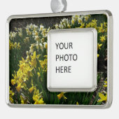 Gelbe und weiße Kleidung Frühlingsblumen Rahmen-Ornament Silber (Links)