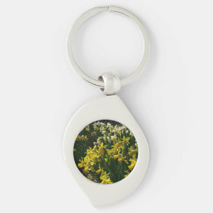 Gelbe und weiße Kleidung Frühlingsblumen Schlüsselanhänger