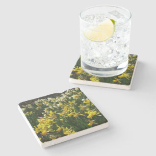 Gelbe und weiße Kleidung Frühlingsblumen Steinuntersetzer