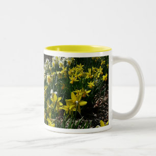 Gelbe und weiße Kleidung Frühlingsblumen Zweifarbige Tasse