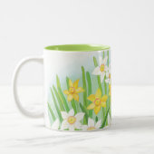 Gelbe und weiße Kleidung im Frühling Zweifarbige Tasse (Links)