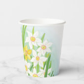 Gelbe und weiße Kleidungsstücke in Frühlingspapier Pappbecher (Rückseite)