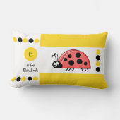 Gelbe und weiße Ladybird-Kinder-Monogramm Lendenkissen (Vorderseite)