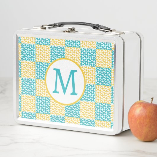 Gelbe und weiße Liebe in Türkis Metall Brotdose (Beispiel)