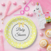 Gelbe und weiße Polka Dot Babydusche Papierplatte Pappteller (Party)