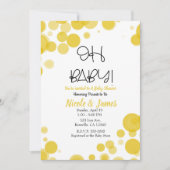 Gelbe und weiße Polka Dot Blasen OH BABY Dusche Einladung (Vorderseite)