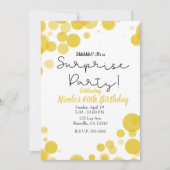 Gelbe und weiße Polka Dot Bubbles Überraschendes P Einladung (Vorderseite)