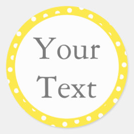 Gelbe und weiße Polka-Dotkleber mit benutzerdefini Runder Aufkleber