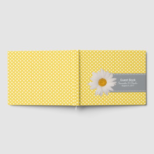 Gelbe und weiße Polka Dots Hochzeitengängerbuch Gästebuch (Voll)