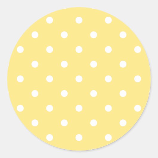 Gelbe und weiße Polka Dots Muster. Runder Aufkleber (Vorderseite)