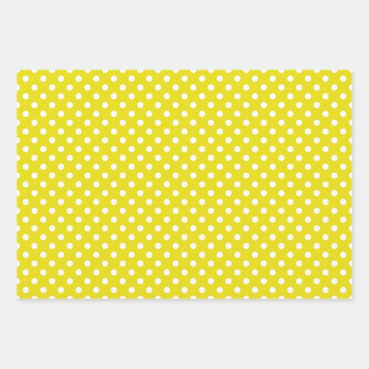 Gelbe und weiße Polka-DotStreifen Geschenkpapier Set (Vorderseite)