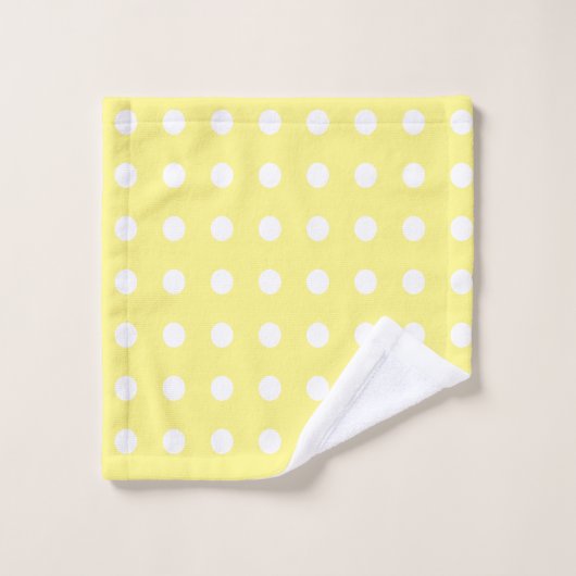 Gelbe und weiße Polka-Punkte Badhandtuch Set (Waschlappen)