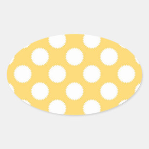 Gelbe und weiße Polka-Punkte Ovaler Aufkleber
