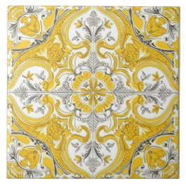 Gelbe und weiße portugiesische Keramik Fliese