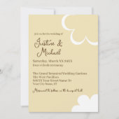 Gelbe und weiße Retro-Blume Hochzeit Einladung (Vorderseite)