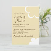 Gelbe und weiße Retro-Blume Hochzeit Einladung (Stehend Vorderseite)