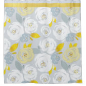 Gelbe und weiße Rosen auf Grau Duschvorhang (Vorderseite)