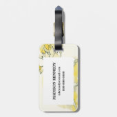 Gelbe und weiße Rosen Gepäckanhänger (Rückseite vertikal)