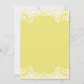 Gelbe und weiße Spitzen Elegant Sweet 16 Party Einladung (Rückseite)