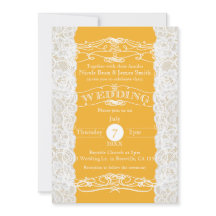 Gelbe und weiße Spitzen Elegante Einladungen für H