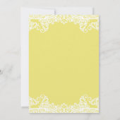 Gelbe und weiße Spitzen Elegante Hochzeit Einladung (Rückseite)