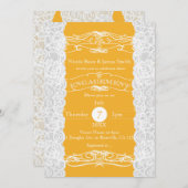 Gelbe und weiße Spitzen Elegante VERLOBUNG Einladu Einladung (Vorne/Hinten)