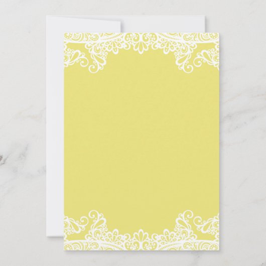 Gelbe und weiße Spitzen Elegantes Quinceñera Party Einladung (Rückseite)