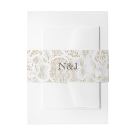 Gelbe und weiße Spitzen Rustikale schlichte Hochze Einladungsbanderole