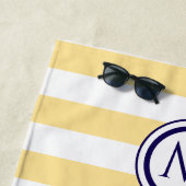 Gelbe und weiße Strandvibes Strandtuch (Beispiel)