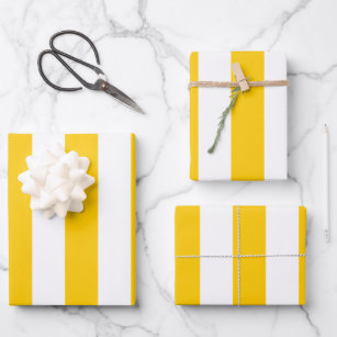 Gelbe und weiße Streifen Geschenkpapier Set