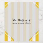 Gelbe und weiße Streifen Moderne gestreifte Weinet Weinetikett (Einzelnes Label)