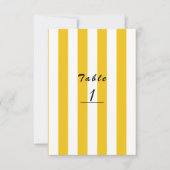 Gelbe und weiße Streifen Moderne Streifen Tischnum Einladung (Vorderseite)