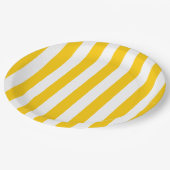 Gelbe und weiße Streifen Pappteller (Schrägansicht)