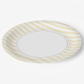 Gelbe und weiße Streifen Pappteller (Schrägansicht)