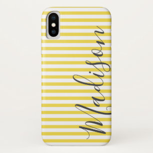Gelbe und weiße Streifen Personalisierter Name Case-Mate iPhone Hülle